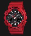 Casio G-Shock GA-100B-4ADR Black Digital Analog Dial Red Resin Band-0