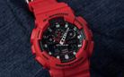 Casio G-Shock GA-100B-4ADR Black Digital Analog Dial Red Resin Band-4