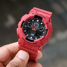 Casio G-Shock GA-100B-4ADR Black Digital Analog Dial Red Resin Band-10