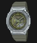 Casio G-Shock GM-S2100-3ADR CasiOak Metal Covered Digital Analog Dial Green Olive Resin Band-0