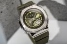 Casio G-Shock GM-S2100-3ADR CasiOak Metal Covered Digital Analog Dial Green Olive Resin Band-5