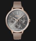 Hugo Boss Symphony 1502424 Ladies Black Dial Rose Gold Mesh Strap-0