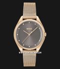 Hugo Boss Saya 1502668 Ladies Grey Dial Rose Gold Mesh Strap-0