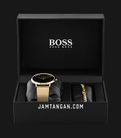 Hugo Boss 1570152 Ladies Gift Set Black Dial Gold Mesh Strap-3