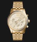 Michael Kors Lexington MK8281 Chronograph Men Champagne Dial Gold Stainless Steel Strap-0