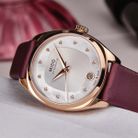 MIDO Belluna II M024.307.37.116.00 Royal Lady Special Edition White MOP Dial Burgundy Fabric Strap-3