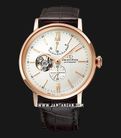Orient Star Elegant RE-AV0001S Men Open Heart Champagne Dial Brown Leather Strap-0