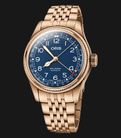 Oris Big Crown 01-754-7741-3165-07-8-20-01 Pointer Date Bronze Blue Dial Rose Gold St. Steel Strap-0