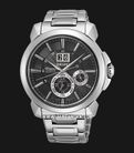 Seiko Premier SNP165P1 Big Date Perpetual Black Dial Stainless Steel Strap-0