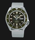 Seiko 5 Sports SRPD75K1 SKX Sports Style Automatic Green Sunburst Dial Silver Mesh Strap-0