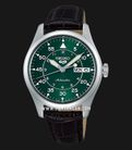 Seiko 5 Sports SRPJ89K1 Flieger Suits Style Kelly Green Flieger Black Leather Strap-0