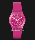 Swatch GP166 Ladies Gum Flavour Skeleton Pink Dial Pink Rubber Strap-0