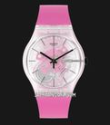 Swatch SO29K107 Pink Daze Skeleton Dial Pink Silicone Strap-0