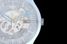 Swatch Monthly Drops SUOK154 Flowerscreen Skeleton Blue Dial Blue Silicone Strap-3