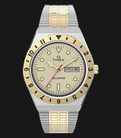 Timex Q TW2V18600 Reissue Beige Dial Dual Tone Stainless Steel Strap-0