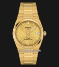 Tissot PRX Powermatic 80 35mm T-Classic T137.207.33.021.00 Champagne Dial Gold St. Steel Strap -0